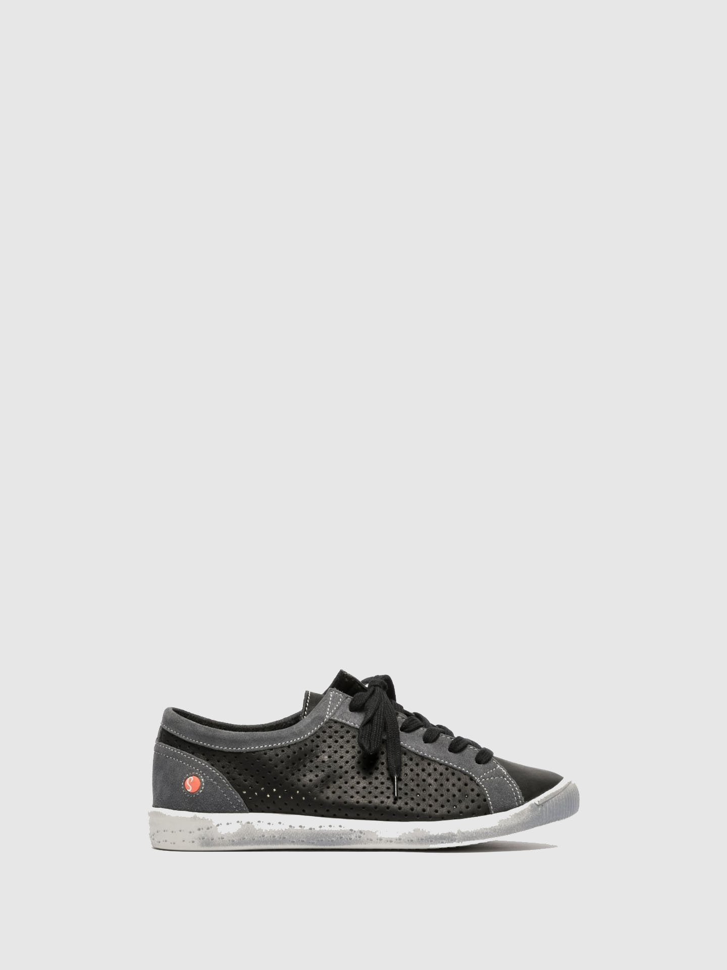 Softinos Gray Black Lace-up Trainers